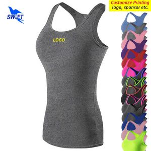 Camisoles Tanks Qui Dry Élastique Sans Manches Running Shirt Femmes Compression Yoga Débardeur Gym Fitness Sportswear V Workout Cloes Personnaliser Z0322