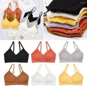 Camisoles réservoirs sans couture soutien-gorge pleine coupe respirant fil sans dormir pour les femmes filles avec de belles bretelles arrière tubulaires