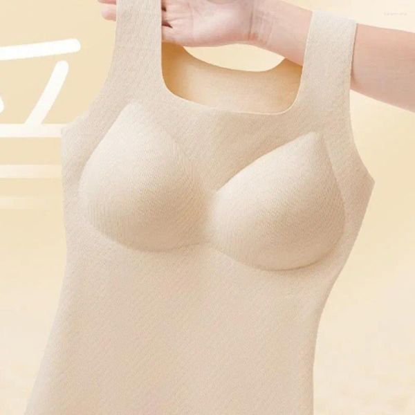 Camisolas Sin Mangas Sin Costuras Sujetador Chaleco Terciopelo Terciopelo para Mujer Camisetas Sin Mangas Slim Fit Con Cuello En V Sin Mangas Para El Verano Acolchado Inalámbrico Térmico