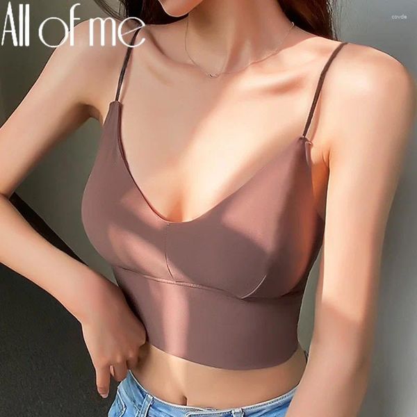 Camisoles Tanks Top sans couture Femmes Fashion Crop Camisole Camisole Sexy Tops Streetwear Couleur solide Lingerie intime Push Up Massage