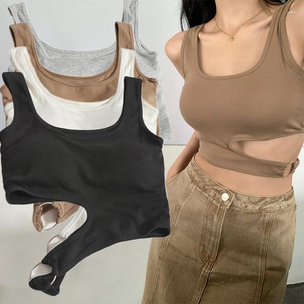 Camisolas Tanques Sexy Crop Top Negro Halter Chaleco Crop Mujeres Verano Camis Hollow Camisola Moda Casual Tube Tops Mujer Sin mangas