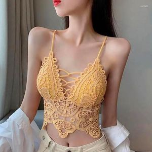 Camisoles Tanks Sexy Lingerie damesbeha Tube Tops Fashion Hollow Out Top Lace Girl Outer Tank Up Female Crop Ondergoed