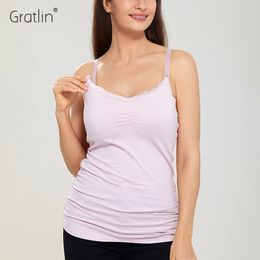 Camisolas Tanques Salón para dormir Gratlin Camiseta sin mangas de lactancia Chaleco de algodón para lactancia Maternidad Cami Tops Ropa de dormir suave Tallas grandes Espalda cruzada Verano S M L XL XXL 231021