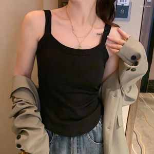 CAMESOLS Tanks Solid Color Sexy Suspender BH All-in-One Vest For Women Summer Tight Binnenkleding Mouwloze Top Crop Groothandel