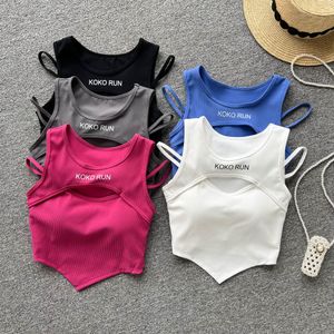 CAMESOSS Tanks Spaghetti -band Camis Bulit in beha's voor vrouwen Skinny Sports Femme Crop Mouwloze vrouw Tank Y2K Drop 230403