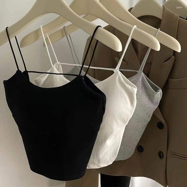 Camisoles Tanques Verano 2024 Estilo Hermosa Espalda Hombro Fino Sling Chaleco de una taza para mujer con almohadilla para el pecho Se puede usar fuera de la ropa interior