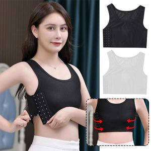 Camisoles Tanks Zomer Katoenen Wrap Borst Vegen Antislip Bh Met Pad Bustier Bandage Gym Top Binder Side Tank haak Unde K2K7