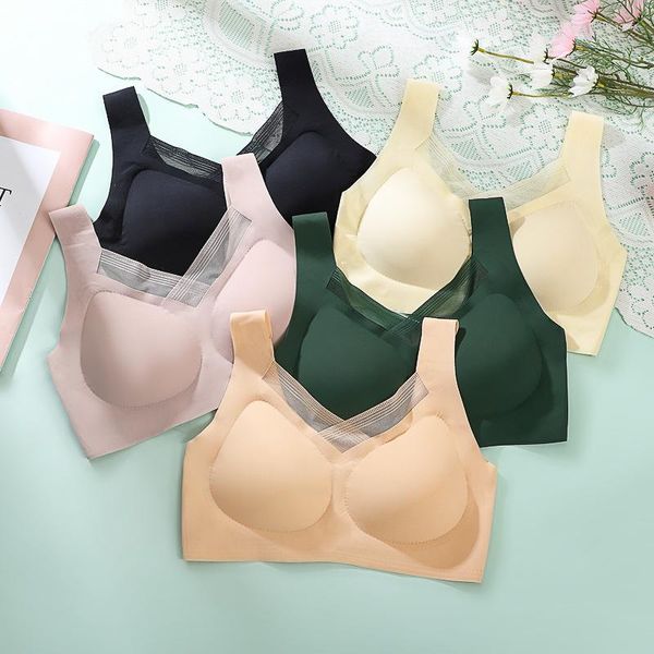 Camisolas Tanques Verano Seda de hielo Sin rastro Sujetador deportivo Ropa interior de mujer Reunir Cuello antiflacidez Pecho Soporte superior Lencería sexy Limpiar