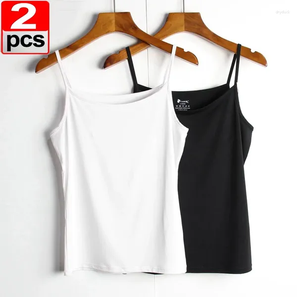 Camisoles Réservoirs D'été Sexy Haut Blanc Femmes O-cou Noir Décontracté Sans Manches T-shirt 2024 Dames Surdimensionné Fitness Sport Gilet