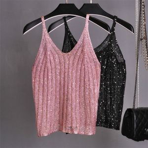 Camisoles Tanks Summer Mouwess V Neck Bling Knust Camis Women Sexy Metallic Gold Crop Tops Women Women Silver Camisole Tops 230503