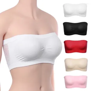 Camisoles Tanks Summer sans bretelles Sous-vêtements pour femmes en filet sexy pour femmes Jupe Top Jirt en forme courte Crop Tops Invisible Push Up Bralette Lingerie