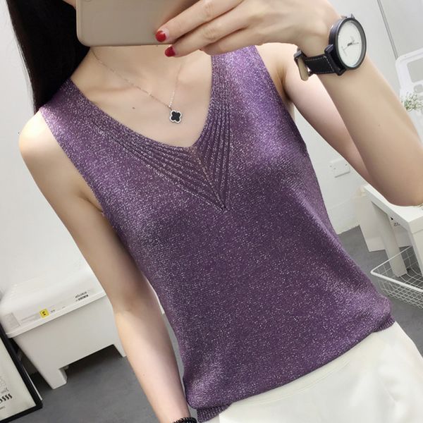 Camisoles Tanks Summer Top Blusas Mujer de Moda Verano Elegant Top Top Women's V'sck's Women Bright Silk Tribun Tank Top Top Zipper E573 230410