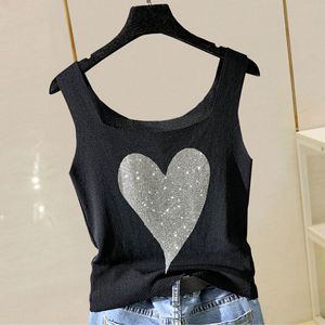 Camisoles Tanks Tops d'été Tricoté Gilet Femmes O Col Sans Manches Camisole Top Paillettes Débardeur Corset Top Pour Femmes Sexy Coton Élastique Camis 230506