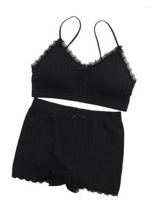 Camisoles réservoirs SVOKOR débardeur 2 pièces ensemble femmes dentelle Tube montrer taille Camisoles été sans couture respirant torsion Shorts