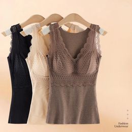 Camisoles réservoirs chemise thermique sans couture gilet haut 2023 garder élastique femmes haut bas hiver fièvre dentelle sous-vêtements chauds