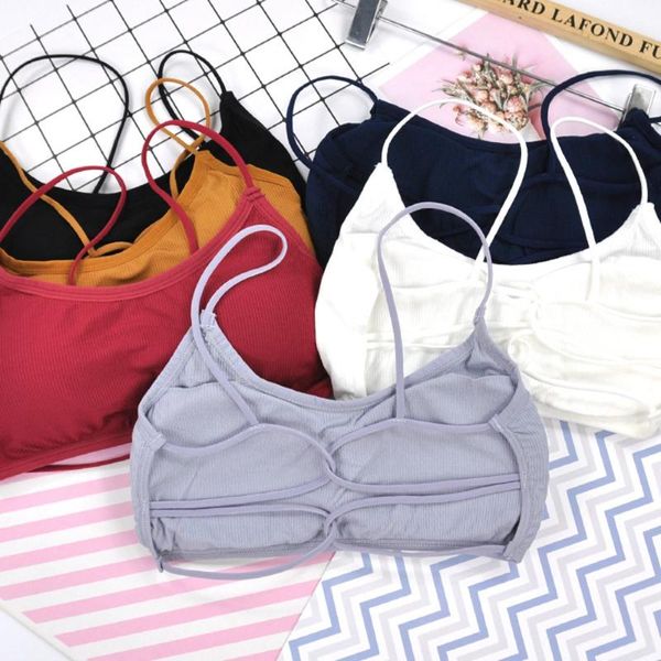 Camisoles Réservoirs Mince Sangle Yoga Soutien-Gorge De Sport Respirant Confortable Haut D'entraînement Sans Anneau En Acier Sexy Beauté Dos Pour Les FemmesCamisoles