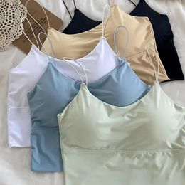 Camisoles Débardeurs Hauts Rembourré Sans Fil Bralette Solide Sans Couture Femmes Sport Tube Gilet Soie Glace Réservoir Sexy Récolte Camisole Sous-Vêtements Soutien-Gorge