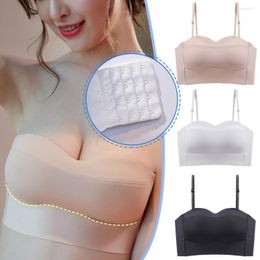 Camisolas Tanques Ultra-delgada Moda Sexy Lady Womens Stretch Strap Lace Boob Tube Tank Top Bandeau Bra Crop Bustier Camis Mujer Ropa interior