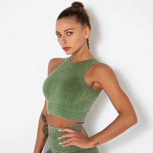 Camisoles Tanks UwillyME lavé sans couture Sport soutiens-gorge femmes Gym V haut femme brassière profonde V Sexy femmes sous-vêtements Balless Bralette Lingerie Z0322