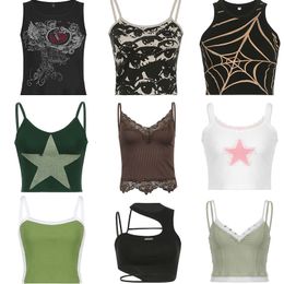 CAMESOLS Tanks Vintage 2000s Kleding Y2K Corset Corset Crop Top Cyber ​​Baby Tee Streetwear Gothic Aesthetic Grunge Fairy Core 90s ROPA Summer 230503