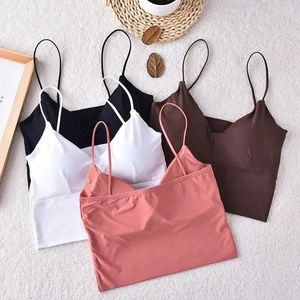 Camisoles réservoirs sans fil hauts sangle de poussée rembourré Bas sans couture Fitness soie 2024 Sexy Ssiere pour Bralette femmes Lingerie