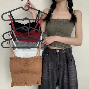 Camisoles Tanks Sous-vêtements en coton pour femmes Fashion Lace Tank Up Vêtements coréens Tube Top Tee Bandeau Sexy Crop Sports Bra