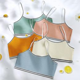 Camisoles Tanks Damen Sport Top BH Teenager Gesunde Mode Baumwolle Unterwäsche Hautfreundlich Komfort Dessous Gestreift Atmungsaktiv