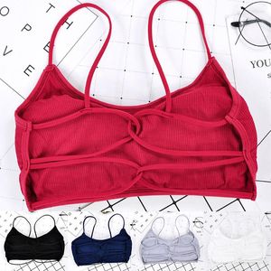 Camisolas Tanques Mujeres Belleza Volver Sujetador de yoga Sujetadores deportivos acolchados Tops transpirables Sin anillo de acero Ropa interior elástica Chaleco para dormir