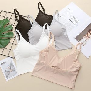 CAMESOS Tanks vrouwen beha crop top sexy lingerie rugtank ijs zijden zeemloze bralette u type lage bh's duwen draadfree ondergoed