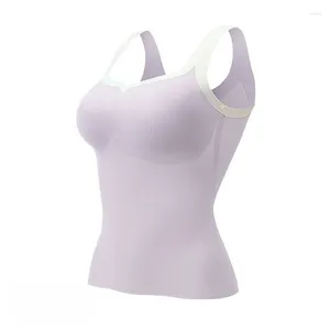 Camisoles Tanks Femmes BRA Sous-vêtements en une pièce Invisible Underclothes Couleur de mode Contraste Slim Fit Sports Vest sans trace