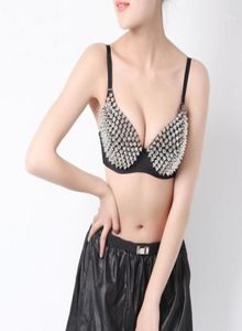 Camisoles Tanks Vrouwen Bh Met Spikes Katoen Dame Sexy Metallic Dans Rijnen Doornen Verstelbare Bandjes13019713