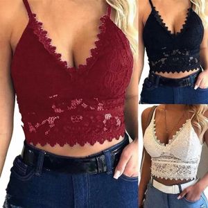 Tanks Vrouwen Plus Size Vest Crop Draad Lingerie Sexy V-hals Hemdje Ondergoed Naadloze Kant Bralette Top Effen Bra217S V8ng #