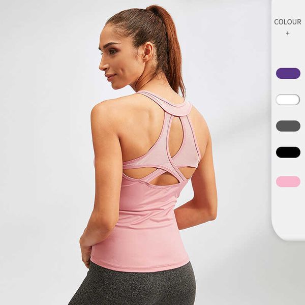 Camisoles Tanques de découpe de chariots de découpe féminine Singlet Yoga Shirt Fitness Tops Nude Skin Sport V Tente Terre Drying Creué V Running Gym Tees MM415 Z0322