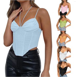 Camisoles Tanks Femmes Sexy Cou Bandeau Dentelle Soutien-Gorge Top V Fishbone Tank