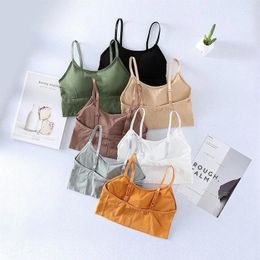 Camisoles réservoirs femmes Sexy sans couture jarretelles haut de soutien-gorge avec coussin de poitrine respirant-sous-vêtements enveloppement de poitrine Lingerie pour les femmes