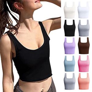 Camisoles débardeurs femmes débardeurs côtelés sans couture entraînement chemises d'exercice Yoga haut femmes dentelle coton pour Camisole Slip