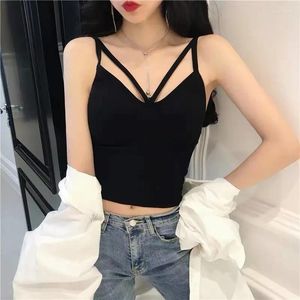 CAMESOSOLS Tanks dames ondergoed naadloos lichaamsaanvallend vest gewikkeld afneembare borstkussen gesneden top elastische sexy kruis open rug v-neck bh