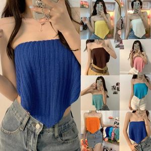 Camisoles Tanks Femmes Sexy sans bretelles Bandeau Tube Top Tynet Ribbed