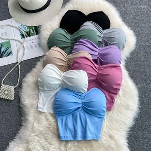 Camisoles Tanks Vrouwen Strapless Bh Top Kleine Borst Tank Sexy Pittige Zomer Meisje Dragen Wrap Borst Ondergoed Gewatteerde Hemdje