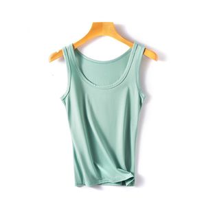 Camisoles Tanks Femmes été débardeur doux coton élastique Camisole vert hauts t-shirts chemise O cou printemps dame solide réservoirs vêtements de base 230506