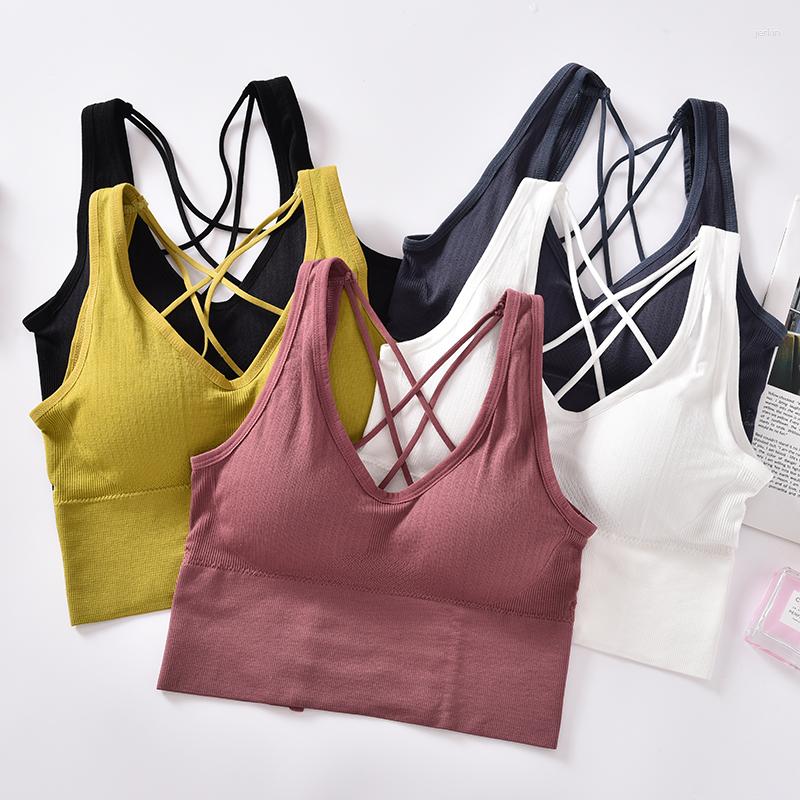 Camisoles & Tanks Women Tank Top Backless Seamless Crop Female Underwear Bralette Active Wear Sexy Lingerie Removable Pad Camisole