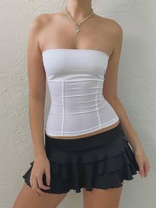 CAMESOLS Tanks Y2K Strapless korset tops zomer witte schouder dames mouwloze buis top sexy magere fit bustier kleding 230424