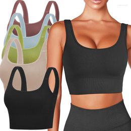 CAMESOSOLS Tanks Yoga beha voor vrouwen Ademend naadloze Lift Up Fitness Running Vest met borststickers Anti-Sweat Underwear Sport