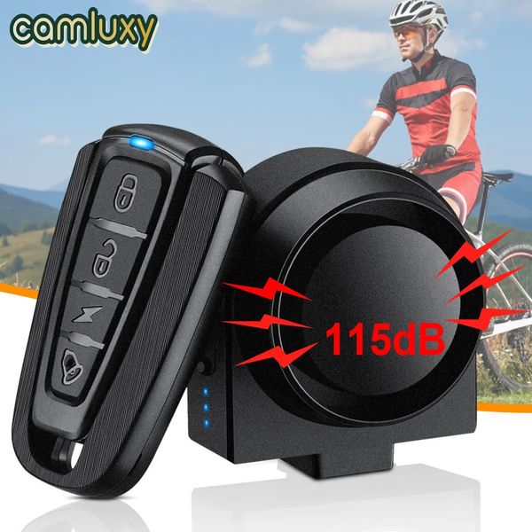 Camluxy alarme de Vibration de vélo sans fil étanche USB charge télécommande moto vélo électrique sécurité alarme antivol 240219
