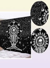 Cammitever Skull Yoga Tapestry Travel Sleeping Pold Polyester tissu squelette imprimé mur suspendu 2106098206486