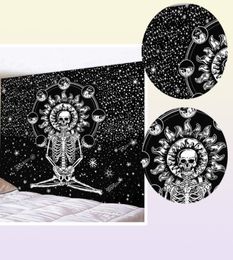 Cammitever Skull Yoga Tapestry Travel Sleeping Pold Polyester tissu squelette Mur imprimé Tapestry 2106096325476