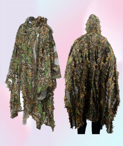 Capa de folha camuflada 3D Yowie Ghillie Poncho aberto respirável tipo camuflagem Poncho para observação de pássaros Suit3867960