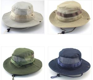 Sombreros de ala ancha Camo Boonie con malla para hombres y mujeres, sombreros militares tácticos de ala ancha, sombreros de cubo, gorra de sol de jungla para pesca, caza, Safari