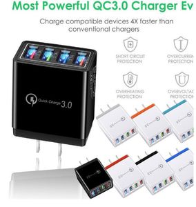 4 poort Snelle LADING QC 3.0 USB HUB-oplader 3.5A Power Adapter EU / US Plug Travel Phone Battery Chargers