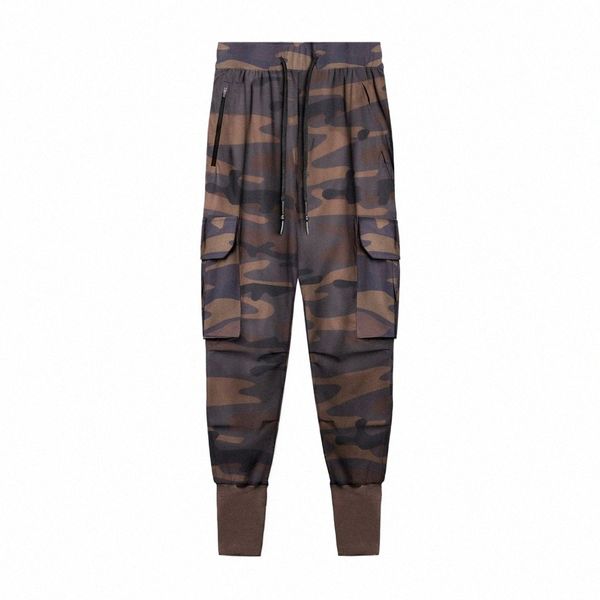 Camo Joggers pantalons de survêtement hommes pantalons cargo décontractés Gym Fitn séchage rapide pantalon mince automne mâle Crossfit course Sport survêtement V9HB #